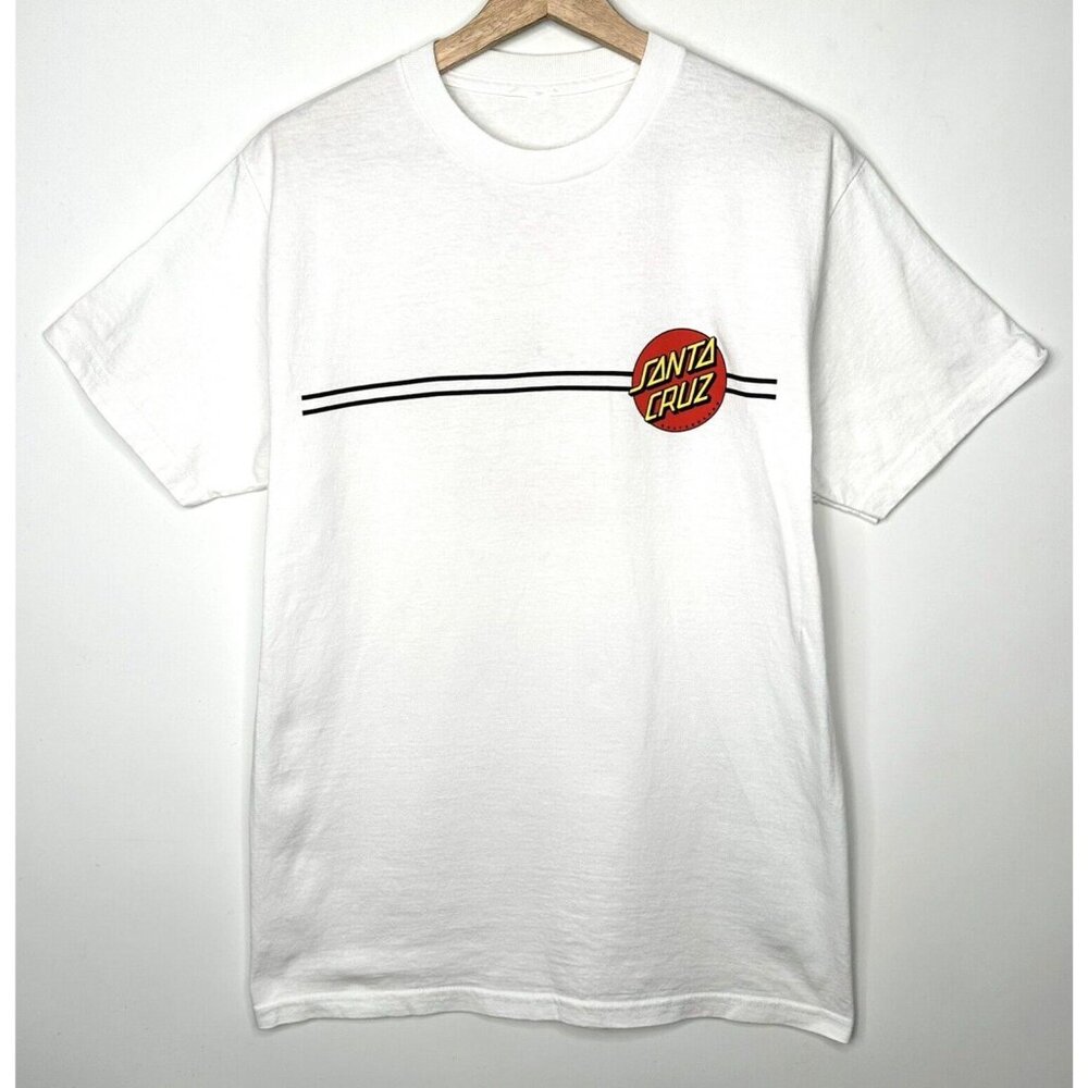 Santa Cruz Adult T-Shirt Skateboard Graphic Short Sleeve Pullover White Sz Large